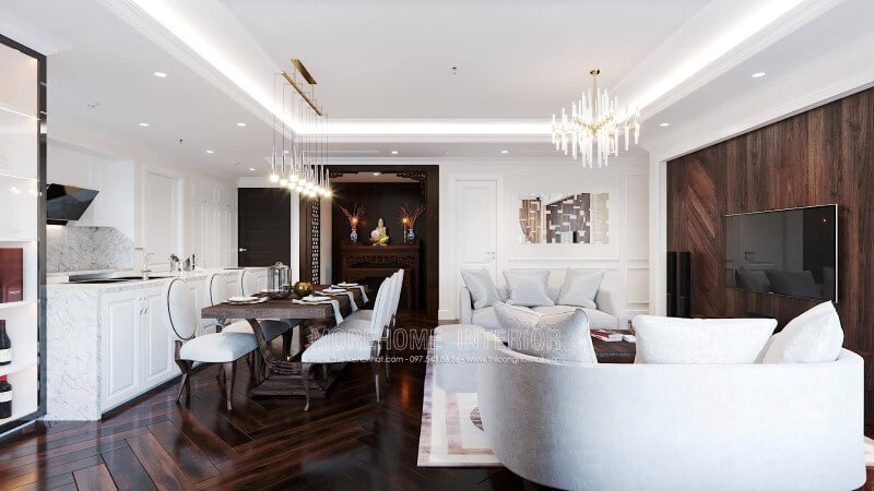 Trang trí nội thất phòng khách chung cư sang trọng và tiện nghi Ấn tượng với các mẫu thiết kế phòng khách tân cổ điển tiện nghi