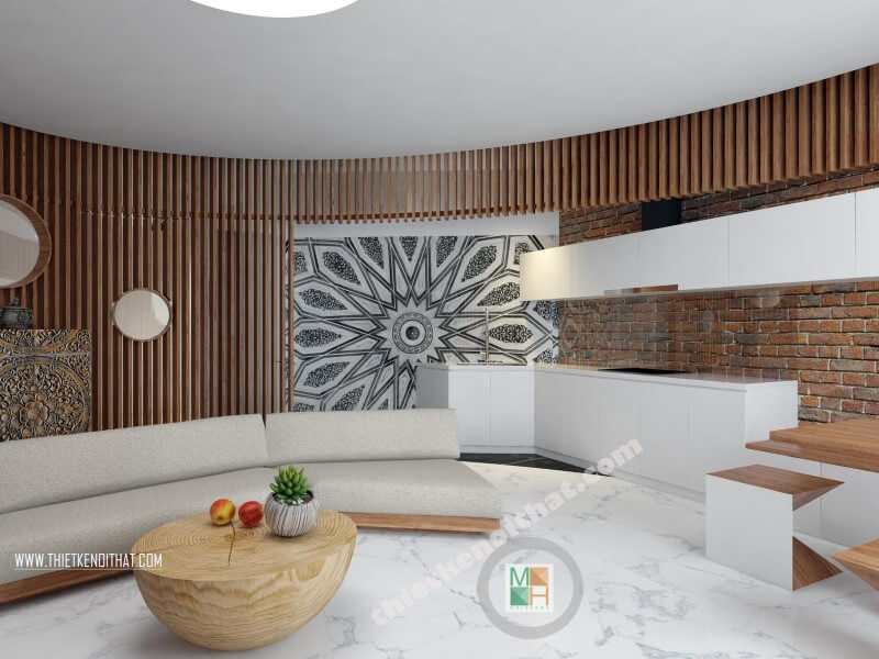 Mẫu thiết kế phòng bếp hiện đại với tông màu trắng tinh tế ốp tường giúp tiết kiệm diện tích không gian căn phòng Thiết kế phòng bếp đẹp và sang trọng