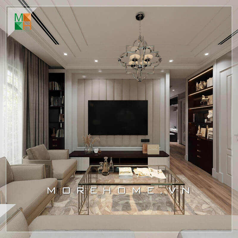 Ngắm nhìn mẫu thiết kế nội thất phòng khách đẹp, sang trọng cho chung cư, nhà phố, biệt thự mang phong cách tân cổ điển. Thiết kế phòng khách tân cổ điển đang là một xu thế đang được săn đón nhất hiện nay. Lối thiết kế phòng khách cổ điển xen lẫn hiện đại này sẽ đem lại nét mới, nét cổ vì thế không bao giờ lỗi mốt với thời gian. Mẫu nội thất biệt thự đẹp