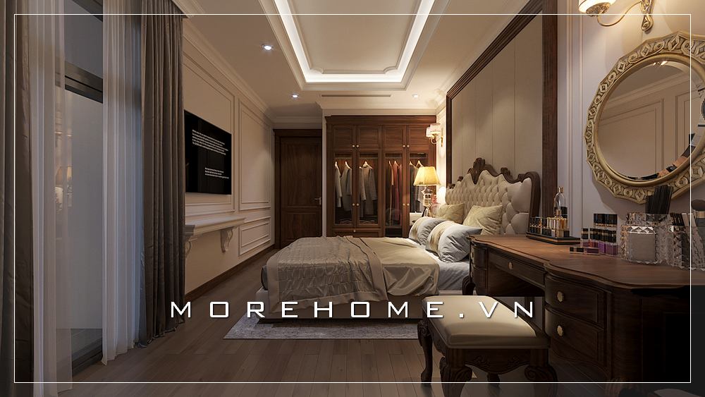Giường ngủ chung cư tân cổ điển