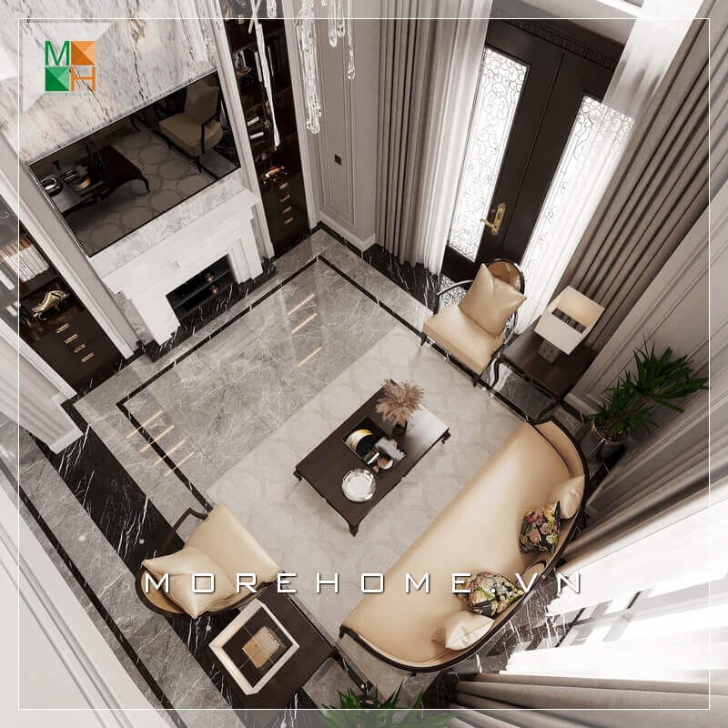 Mẫu thiết kế không gian phòng khách đẹp dành cho căn hộ cao cấp như biệt thự, penthouse, chung cư, nhà phố tân cổ điển. Mẫu nội thất biệt thự đẹp