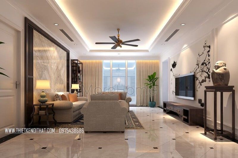 Mẫu thiết kế chung cư Thăng Long Number 1 tinh tế phong cách gỗ Việt