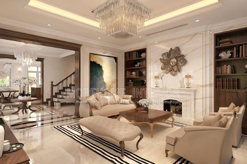 Thiết kế nội thất biệt thự Vinhomes The Harmony tân cổ điển tại Hà Nội