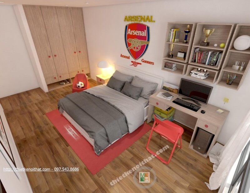 Mẫu tủ quần áo được thiết kế âm tường giúp cho gia chủ tiết kiệm được tương đối diện tích cho căn phòng của mình