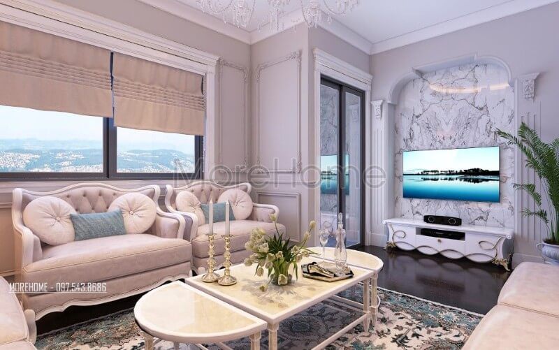 Thiết kế nội thất chung cư Ruby Tower cao cấp phong cách tân cổ điển