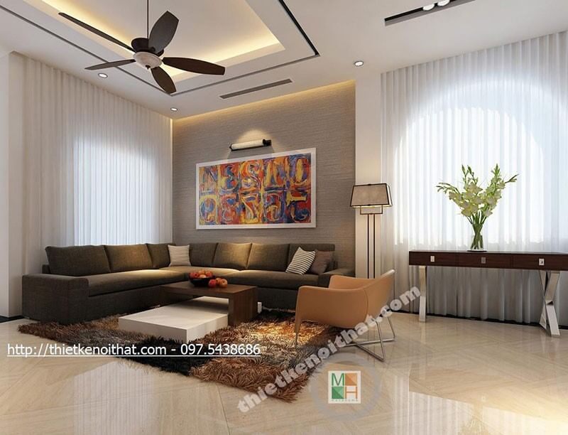 Thiết kế nội thất phòng khách hiện đại tại biệt thự Huyndai Hillstate