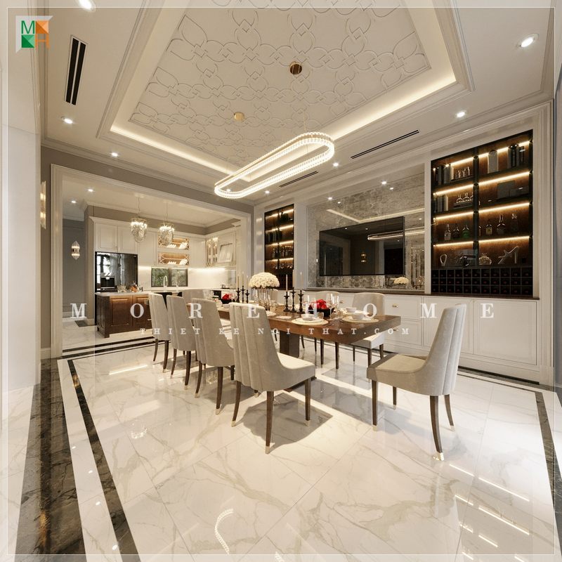 Bộ bàn ăn 10 ghế góp phần thúc đẩy những bước chân trở về tổ ấm sau 1 ngày làm việc mệt mỏi.