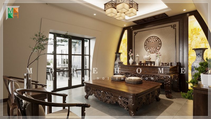 Từ bao đời, thờ cúng luôn là một tín ngưỡng của người Việt. Nếu nhà bạn có diện tích rộng, hãy đầu tư một căn phòng riêng để đảm bảo sự yên tĩnh cho không gian linh thiêng của thờ cúng.