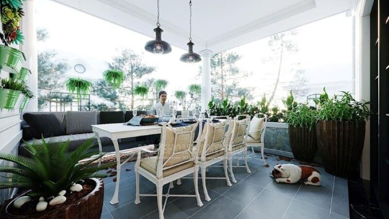 Sofa văng sẫm màu hiện đại lựa chọn tuyệt vời cho khu vực ngoài trời.